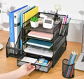 5-Tier Metal Crafts Desk Organizer with File Holder and Drawer