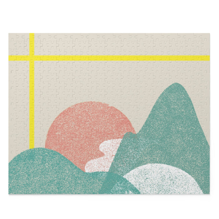 500-Piece Jigsaw Puzzle Featuring a Landscape of Yellow Stripes: black, gray abstract landscape, minimal abstract graphic sty