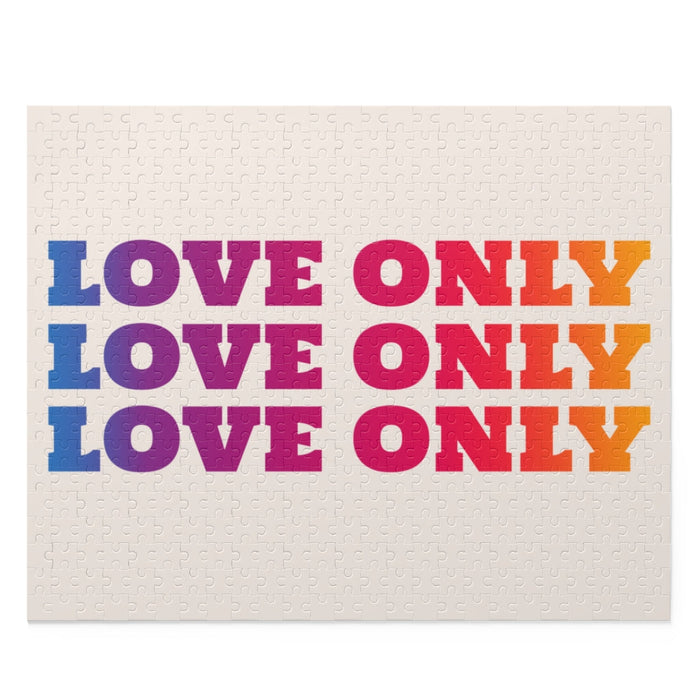 500-Piece Puzzle Featuring Artistic Images of Love Only: black, white typographic love theme, bold graphic typography style