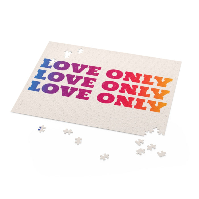 500-Piece Puzzle Featuring Artistic Images of Love Only: black, white typographic love theme, bold graphic typography style