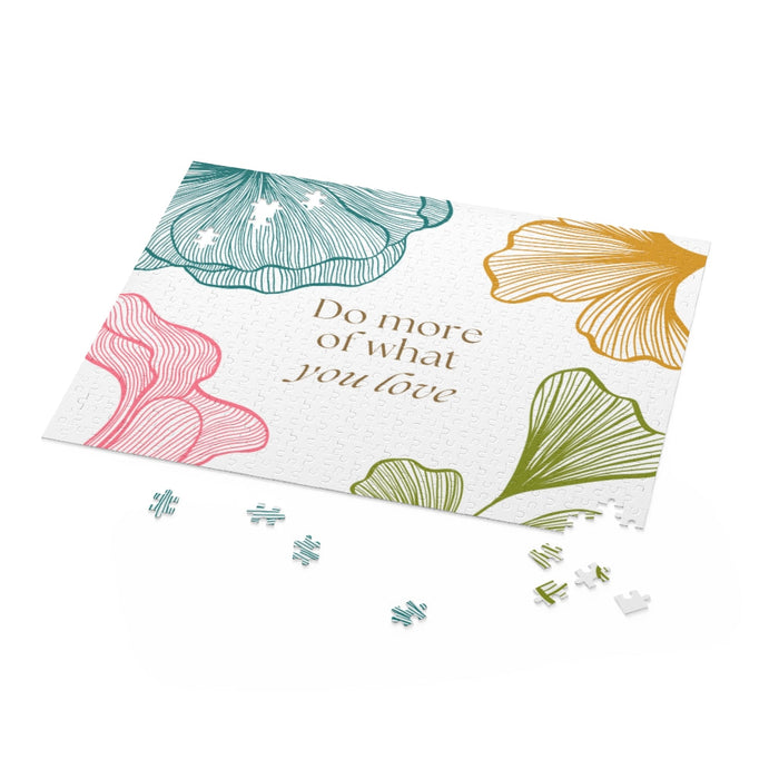 500-Piece Puzzle: Follow Your Passion with a Floral Twist: black, white abstract floral theme, minimal floral line art style