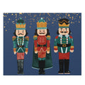 500-Piece Puzzle for Christmas Nutcracker Enthusiasts: dark gray, blue three nutcracker characters, cartoon holiday illustrat