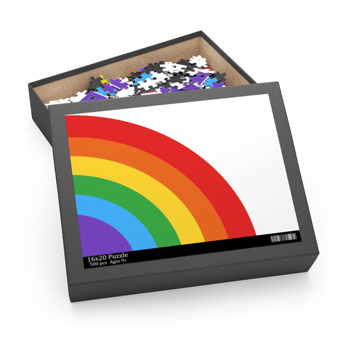 500-Piece Rainbow Art Jigsaw Puzzle: A Colorful Challenge: black, white rainbow, minimal graphic style