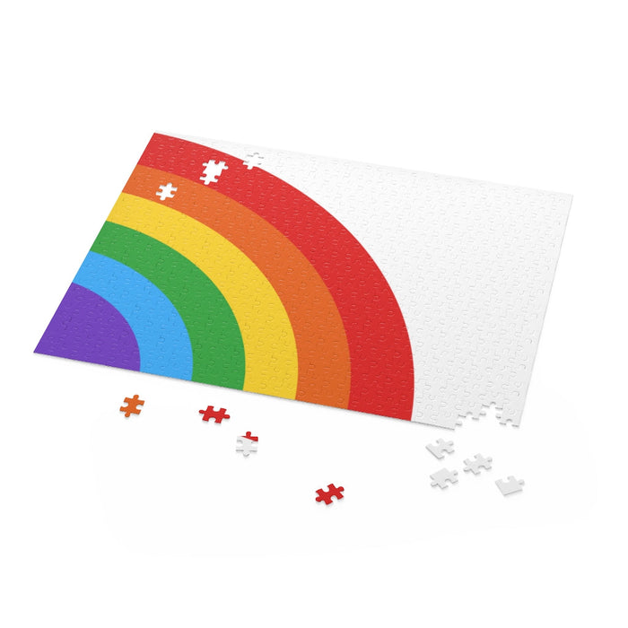 500-Piece Rainbow Art Jigsaw Puzzle: A Colorful Challenge: black, white rainbow, minimal graphic style