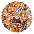 50PCS Red Panda Sticker Set: orange, brown red panda characters, kawaii cartoon style