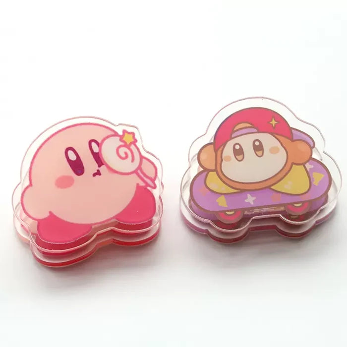 5PCS Pink Kirby Binder Clips Set: pink, clear Kirby character theme, kawaii cartoon style