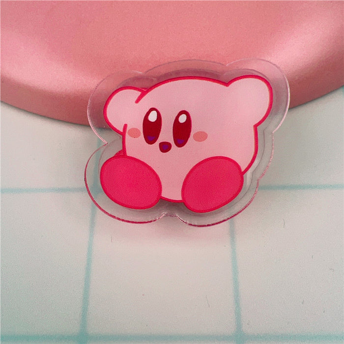 5PCS Pink Kirby Binder Clips Set: pink, clear Kirby character theme, kawaii cartoon style
