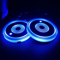 7 LED Car Cup Lights Set in 7 Colors, Pack of 2: black, silver round rechargeable light device, minimal style