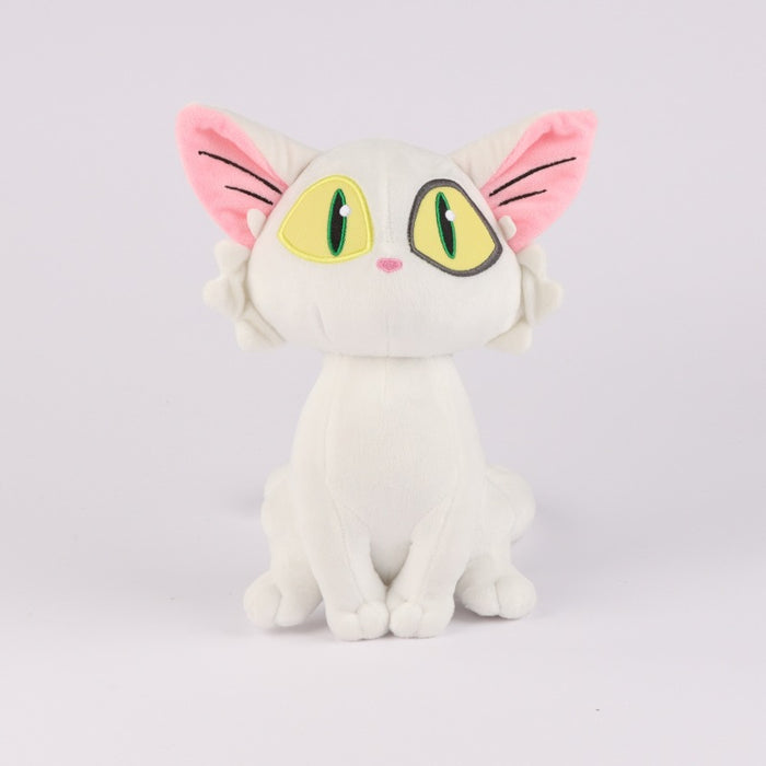 8-inch Cat Plush Toy, Baby-Safe: white, pink cartoon cat, cartoon/kawaii style
