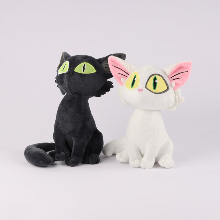 8-inch Cat Plush Toy, Baby-Safe: white, pink cartoon cat, cartoon/kawaii style
