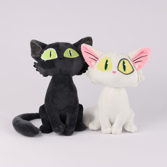 8-inch Cat Plush Toy, Baby-Safe: white, pink cartoon cat, cartoon/kawaii style