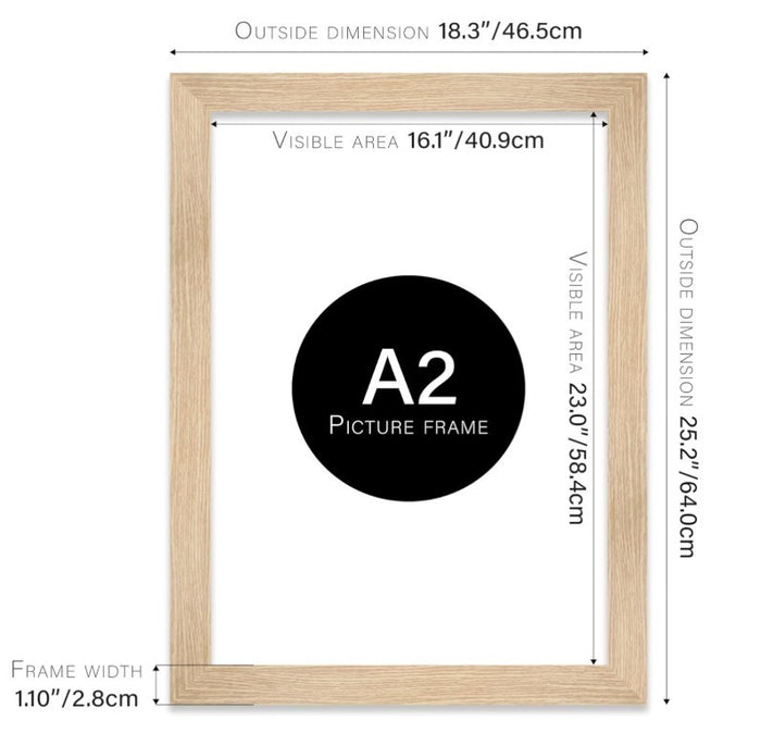 A2 A3 Picture Frames 2 Pack Oak Effect Wide Frame Wall Mount Display Wood -156