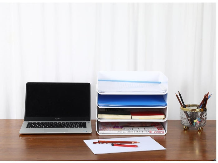 A4 Letter Trays 4 Tier Stackable Office Desk File Rack Document Letter Tray