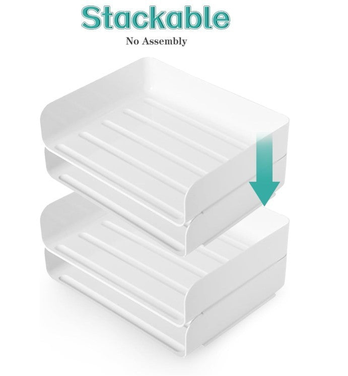 A4 Letter Trays 4 Tier Stackable Office Desk File Rack Document Letter Tray
