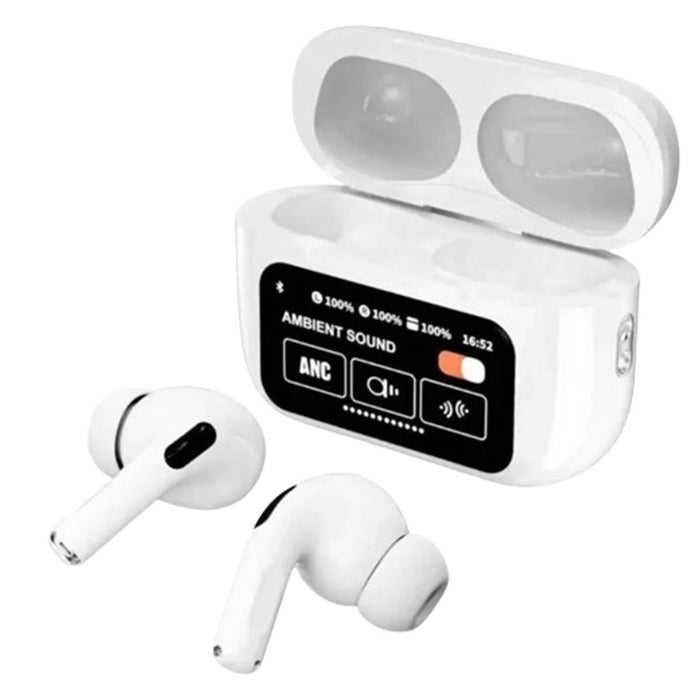 A9 Pro Wireless Earbuds White Color Charging Case Bluetooth 5.4 Pakistan