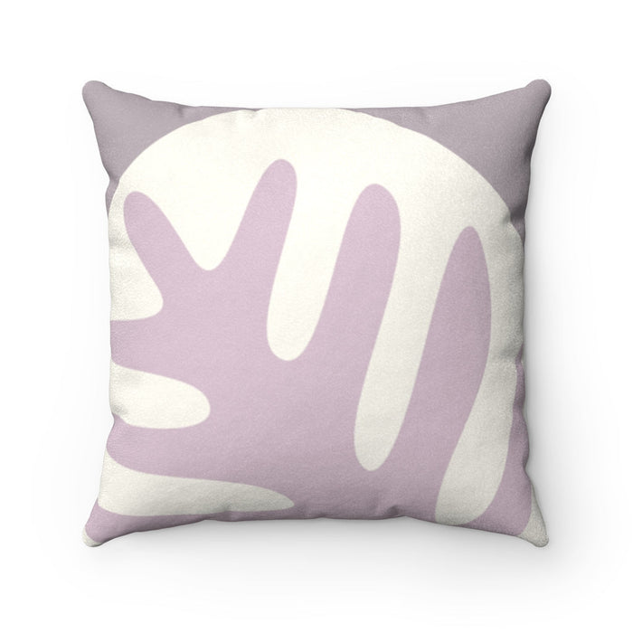Abstract Blush Leaf Reversible Faux Suede Decorative Pillow: gray, pale pink throw pillow, minimal style
