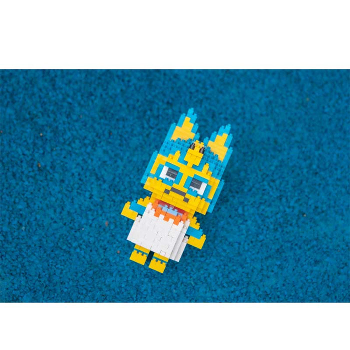 ACNH Building Blocks Miniature Toy Gift: yellow, blue cartoon animal character resembling a rabbit, pixel art, cartoon style