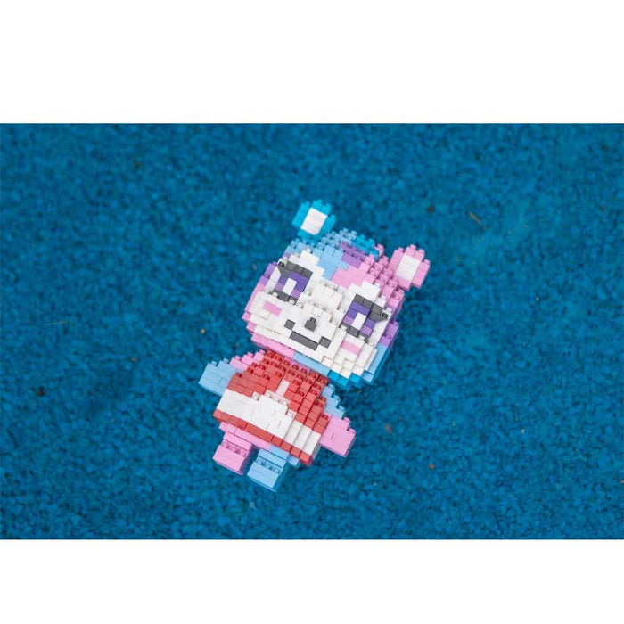 ACNH Building Blocks Miniature Toy Gift: yellow, blue cartoon animal character resembling a rabbit, pixel art, cartoon style
