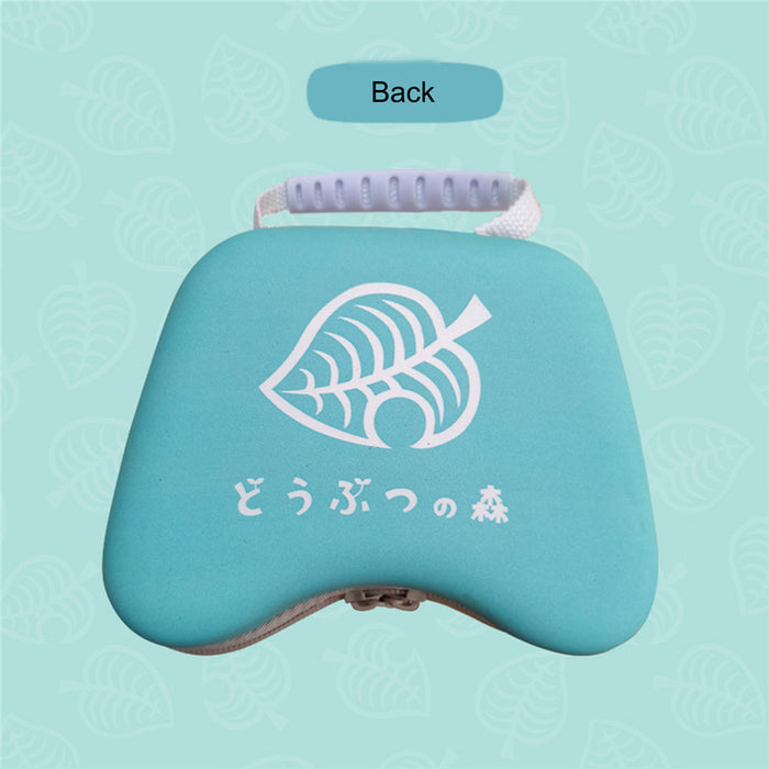 ACNH Controller Case with Built-In Handle: light pink, turquoise Animal Crossing / tanuki character theme, cute cartoon kawai