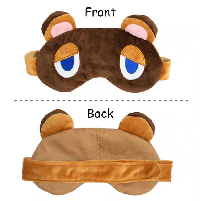 ACNH Eye Mask Set for Traveling: dark brown, tan cartoon bear character, kawaii cartoon style
