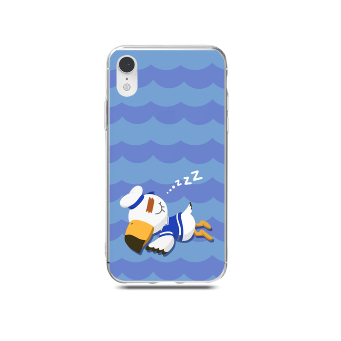 ACNH Gulliver Phone Case: teal, white cartoon seagulls