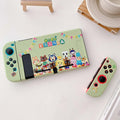 ACNH Switch Cover with Cute Designs: light green, multicolor Animal Crossing characters, cartoon, kawaii style