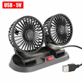 Adjustable Car Fan with Dual Ventilation 5V Black - USB