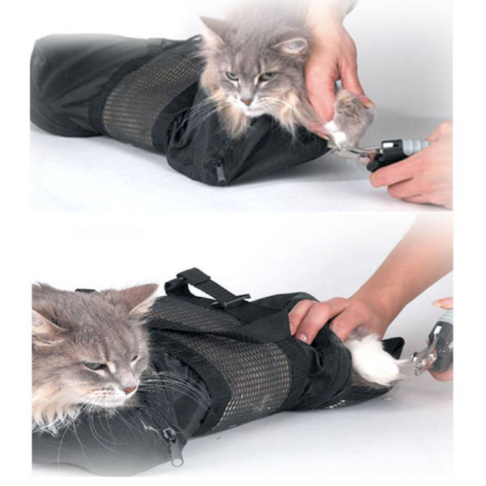 Adjustable Cat Grooming Restraint Bag, Durable and Versatile: black, dark gray black backpack or carrier bag, utilitarian sty
