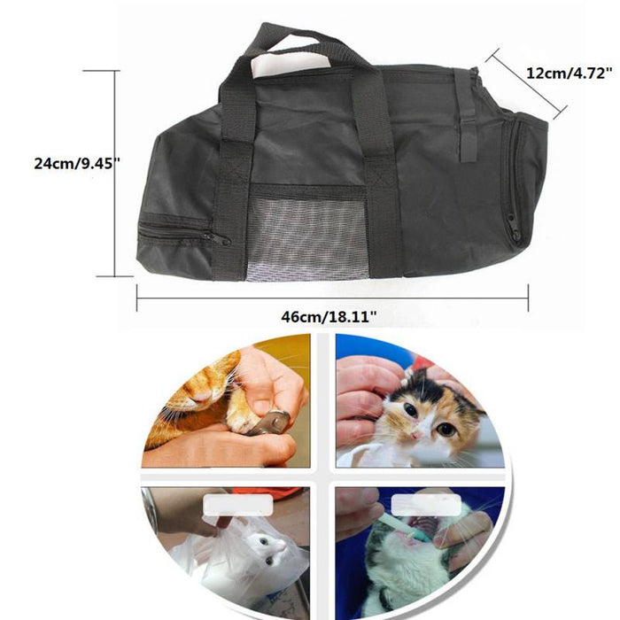 Adjustable Cat Grooming Restraint Bag, Durable and Versatile: black, dark gray black backpack or carrier bag, utilitarian sty