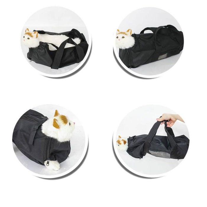 Adjustable Cat Grooming Restraint Bag, Durable and Versatile: black, dark gray black backpack or carrier bag, utilitarian sty