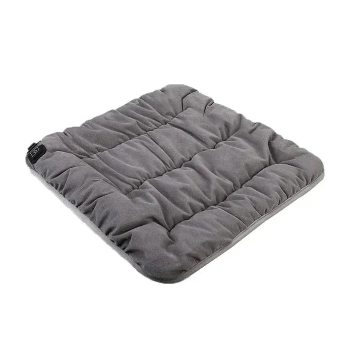 Adjustable Chair Cushion with Heat Function: gray, orange/yellow glow heated cushion/pad, minimal style