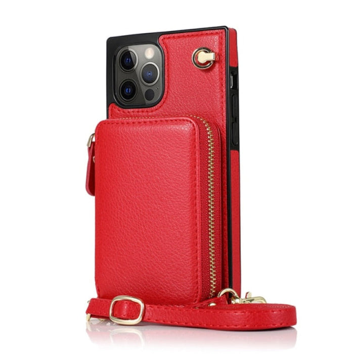 Adjustable Crossbody Strap Zippered Wallet Case for iPhone, Ensuring Clarity and Distinction from the Original Product: turqu