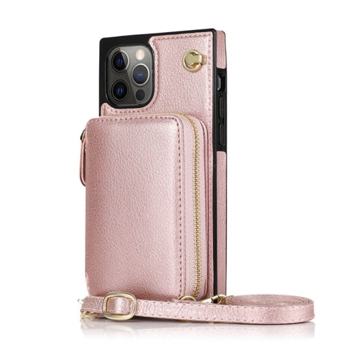 Adjustable Crossbody Strap Zippered Wallet Case for iPhone, Ensuring Clarity and Distinction from the Original Product: turqu