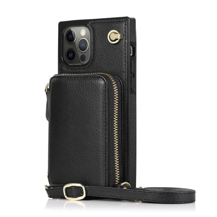 Adjustable Crossbody Strap Zippered Wallet Case for iPhone, Ensuring Clarity and Distinction from the Original Product: turqu
