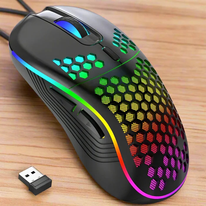 Adjustable DPI Gaming Mouse with RGB Lighting: white, green computer mouse, gaming style