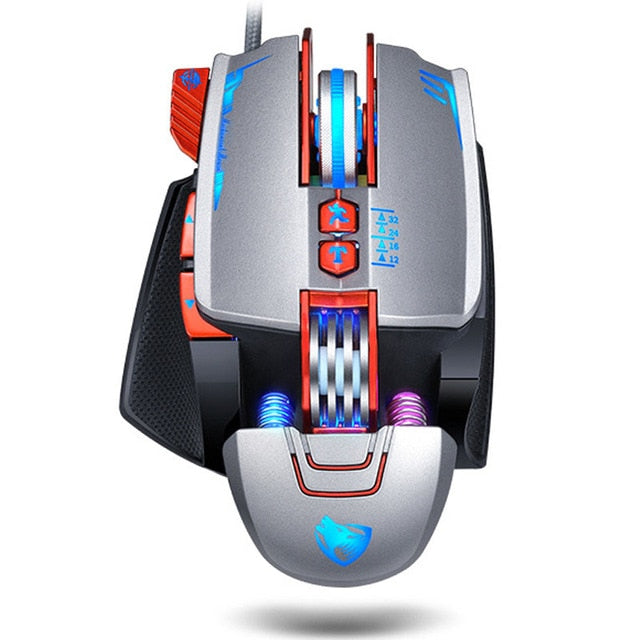 Adjustable LED Gaming Mouse with 8 Buttons and Customizable DPI, DragonV9: black, green wired gaming computer mouse, futurist