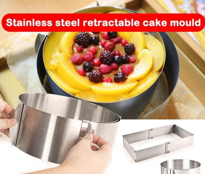 Adjustable Mold for Round Stainless Steel Cake Shape: silver, brown round cake baking mold/ring, minimal style