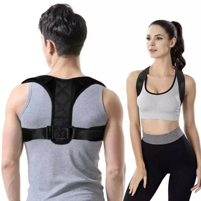 Adjustable Posture Corrector for Both Genders with Back Support: black posture corrector brace, minimal style
