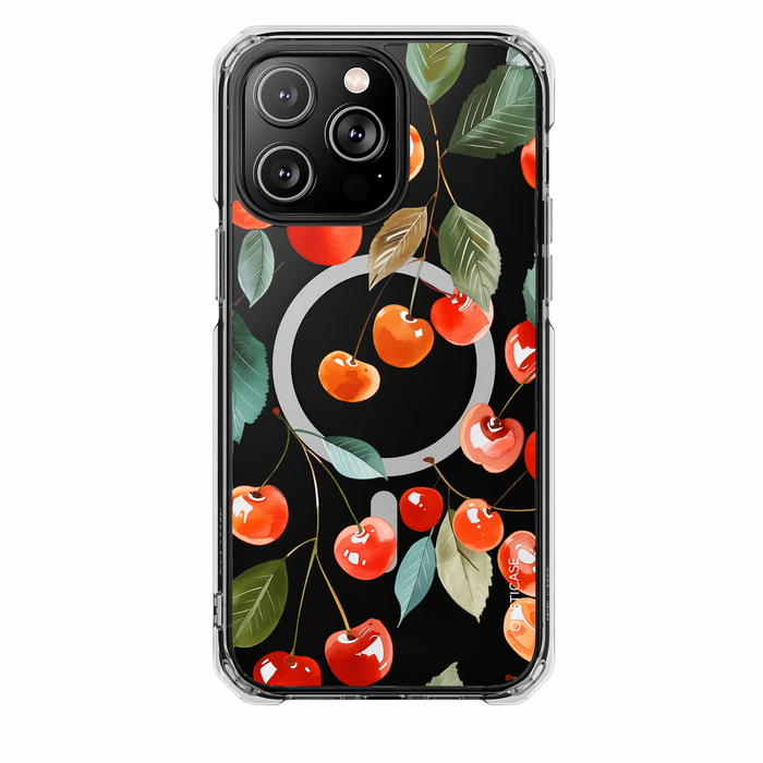Adorable Cherry-themed Transparent Magnetic Phone Case for iPhone Models Default