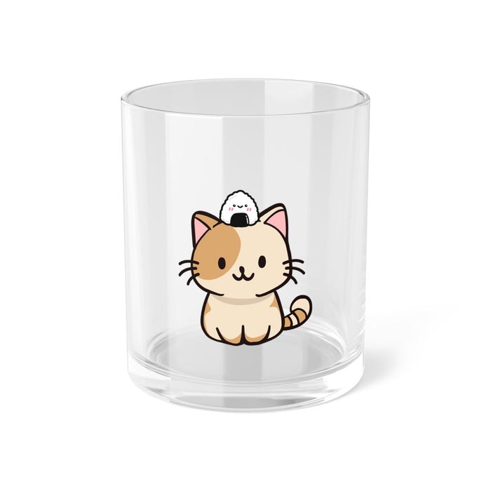 Adorable Foodie Cat Mug Set (2 Pcs): clear, orange cat character, kawaii cartoon style