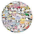 Adorable Laptop Decal Stickers: white, pink Sanrio-style cartoon characters including Hello Kitty, My Melody, Kuromi, Cinnamo