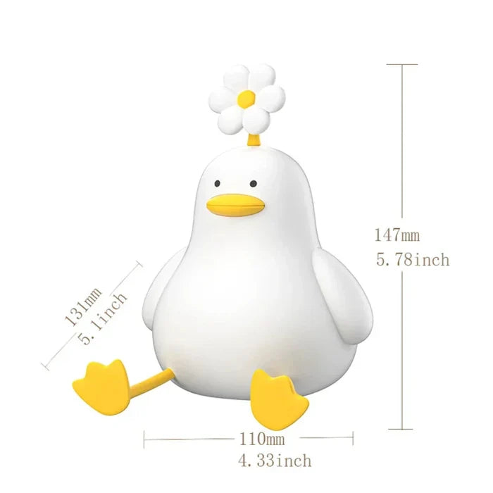 Adorable LED Duck Mobile Phone Stand with Touch Lamp: white, yellow duck character, kawaii cartoon style