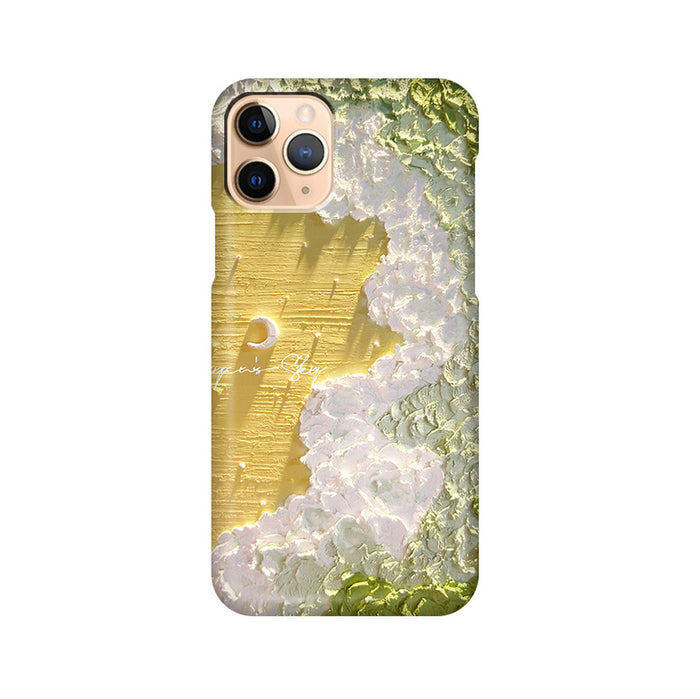 Aesthetic Sky Phone Cases with 3D-like Design: light blue, white moon and cloud sky theme, artistic, dreamy, textured style