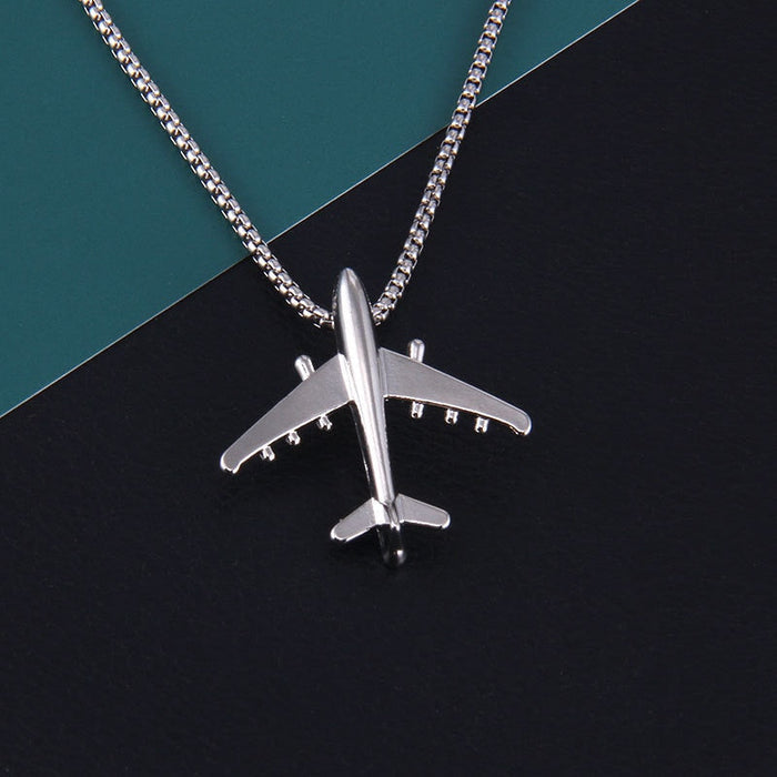 Airplane Necklace for All Genders: silver airplane, minimal style