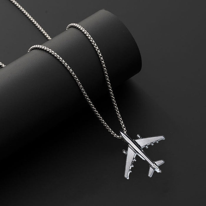 Airplane Necklace for All Genders: silver airplane, minimal style