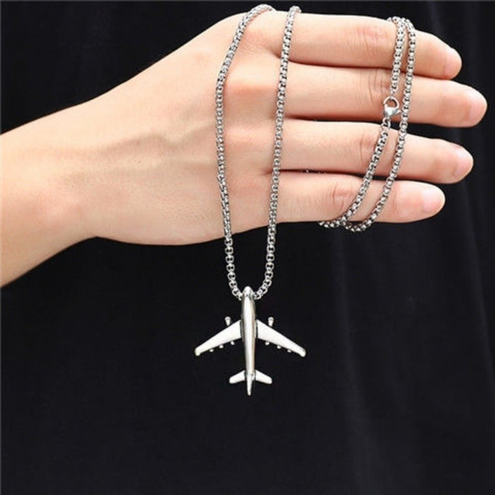 Airplane Necklace for All Genders: silver airplane, minimal style