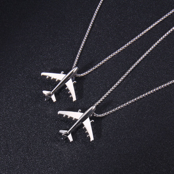 Airplane Necklace for All Genders: silver airplane, minimal style