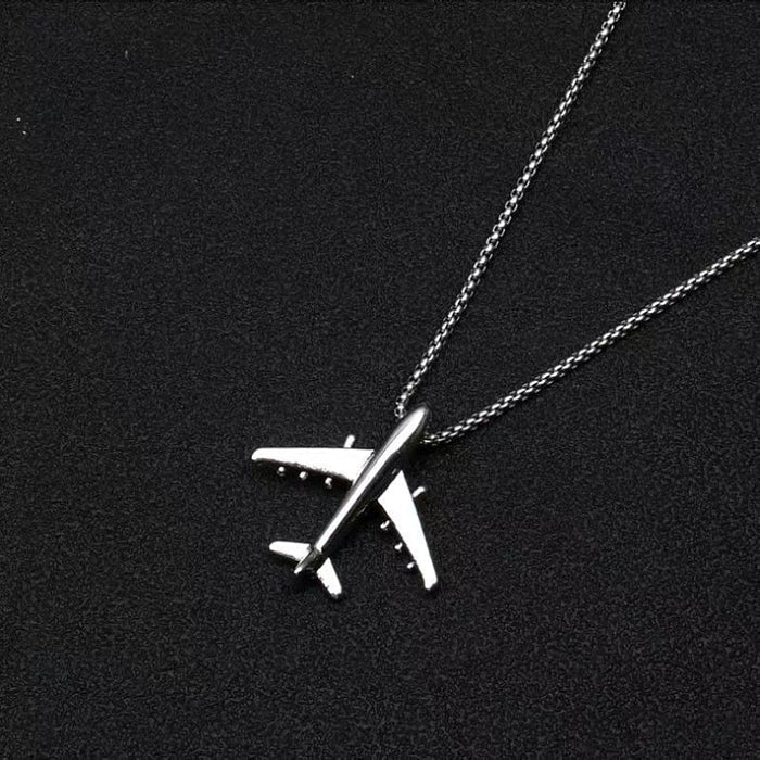 Airplane Necklace for All Genders: silver airplane, minimal style