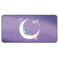 Alien Space Theme Desk Mat: Embrace the Chill: purple, lavender alien in outer space, cartoon kawaii style