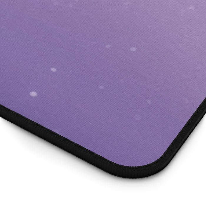 Alien Space Theme Desk Mat: Embrace the Chill: purple, lavender alien in outer space, cartoon kawaii style
